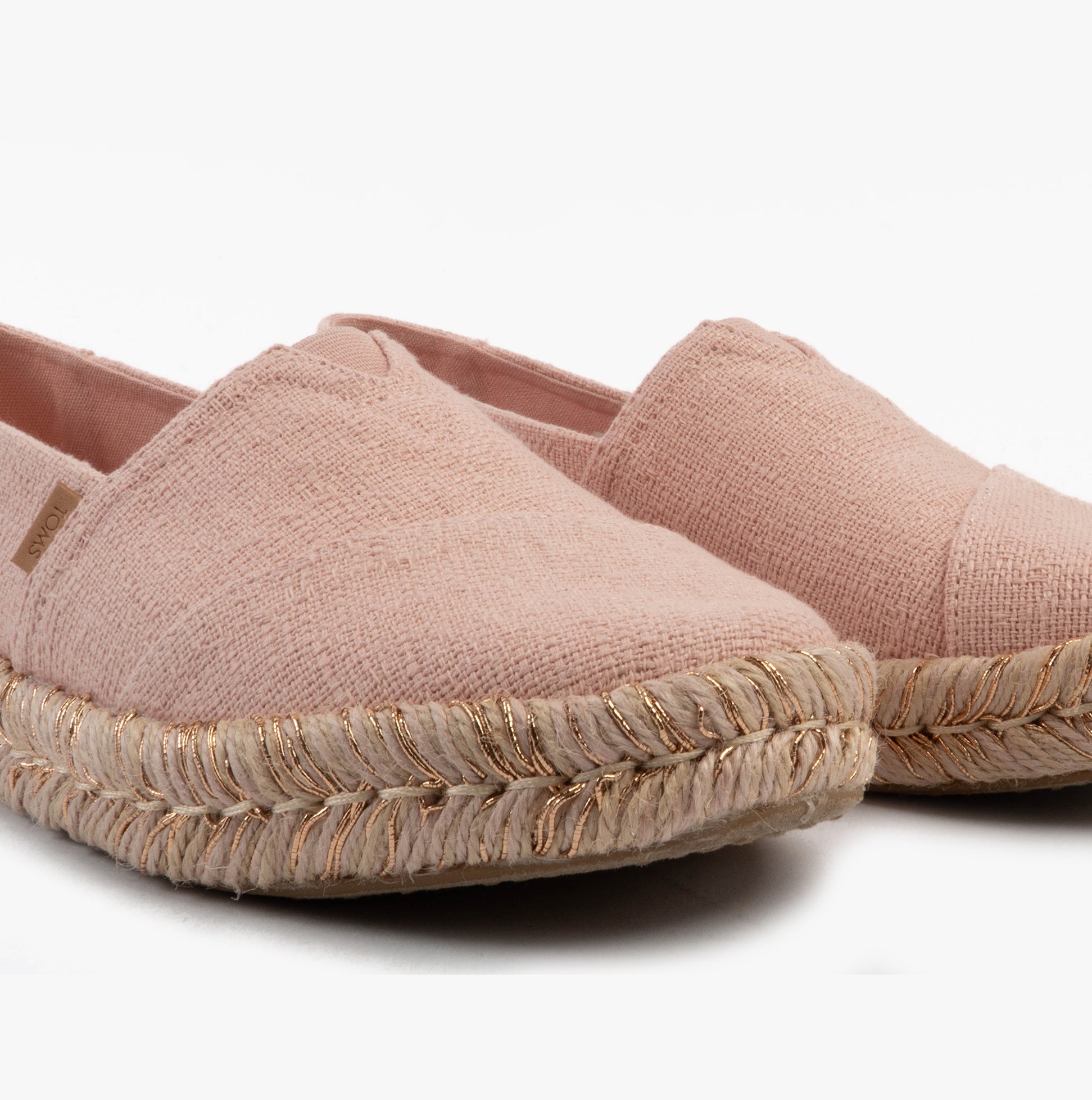 TOMS ALPARGATA ROPE 2.0 Womens Espadrille Pink side view of espadrille shoes with round toe and textile upper.