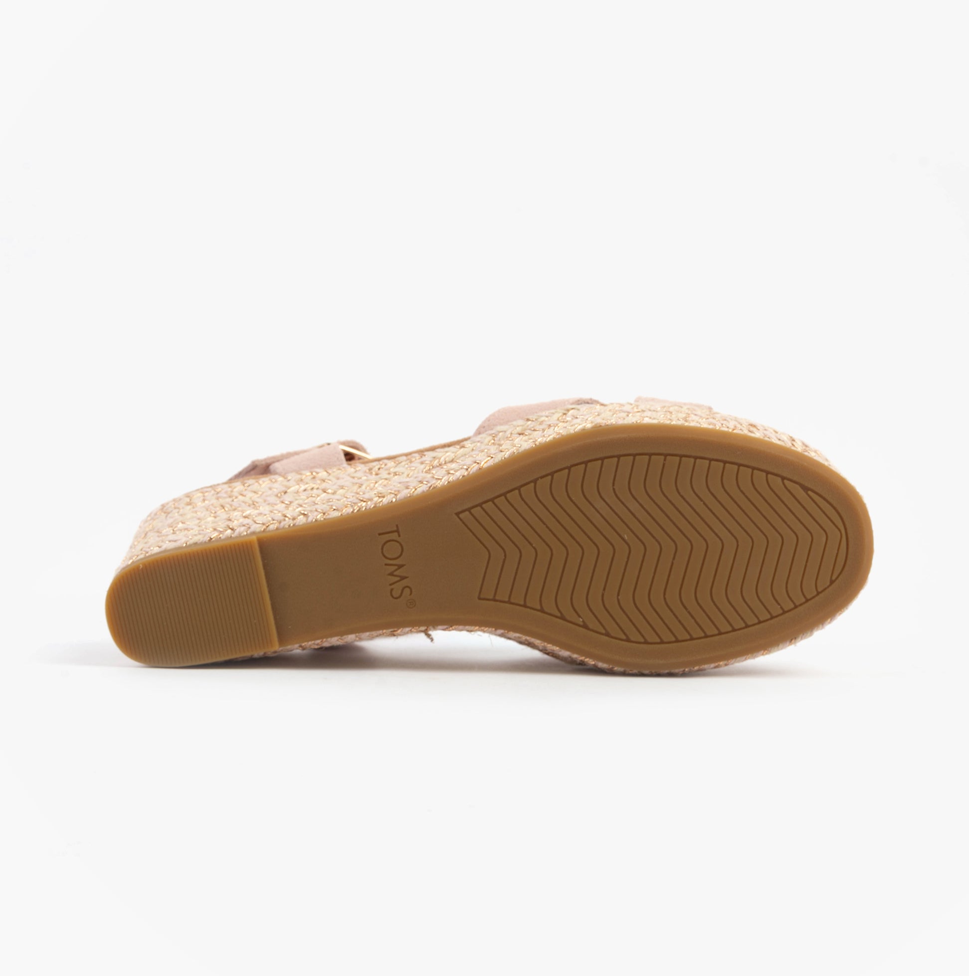 TOMS AUDREY Womens Sandals Pink bottom view showing rubber sole and textured design.