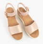 TOMS DIANA Womens Sandals Pink top view, featuring comfortable wedge design with buckle closure.