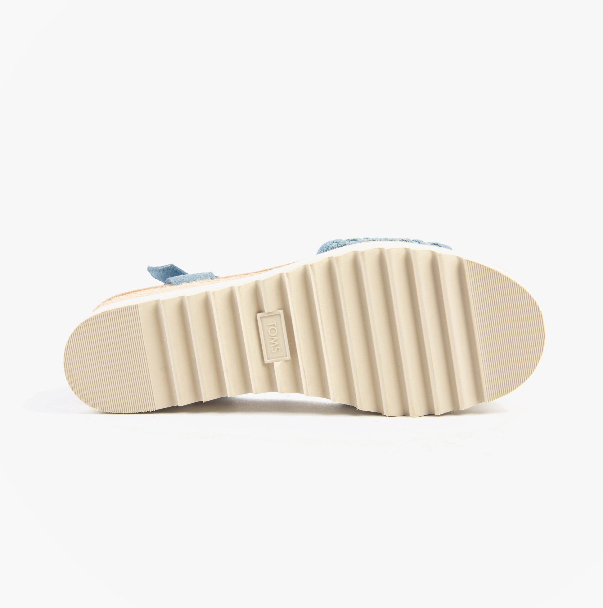 TOMS DIANA Womens Sandals Blue bottom view showing rubber sole design and traction.