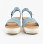 TOMS DIANA Womens Sandals Blue front view showcasing the stylish wedge design and buckle fastening.
