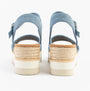 TOMS DIANA Womens Sandals Blue back view showcasing buckle and wedge heel design.