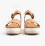TOMS DIANA Womens Sandals Brown front view with wedge heel and buckle closure.