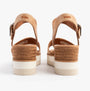 TOMS DIANA Womens Sandals Brown rear view showcasing the textured straps and wedge heel design