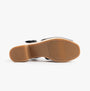 TOMS ISLA PEEP TOE Womens Sandals Black, bottom view, showcasing the block heel and sole design.