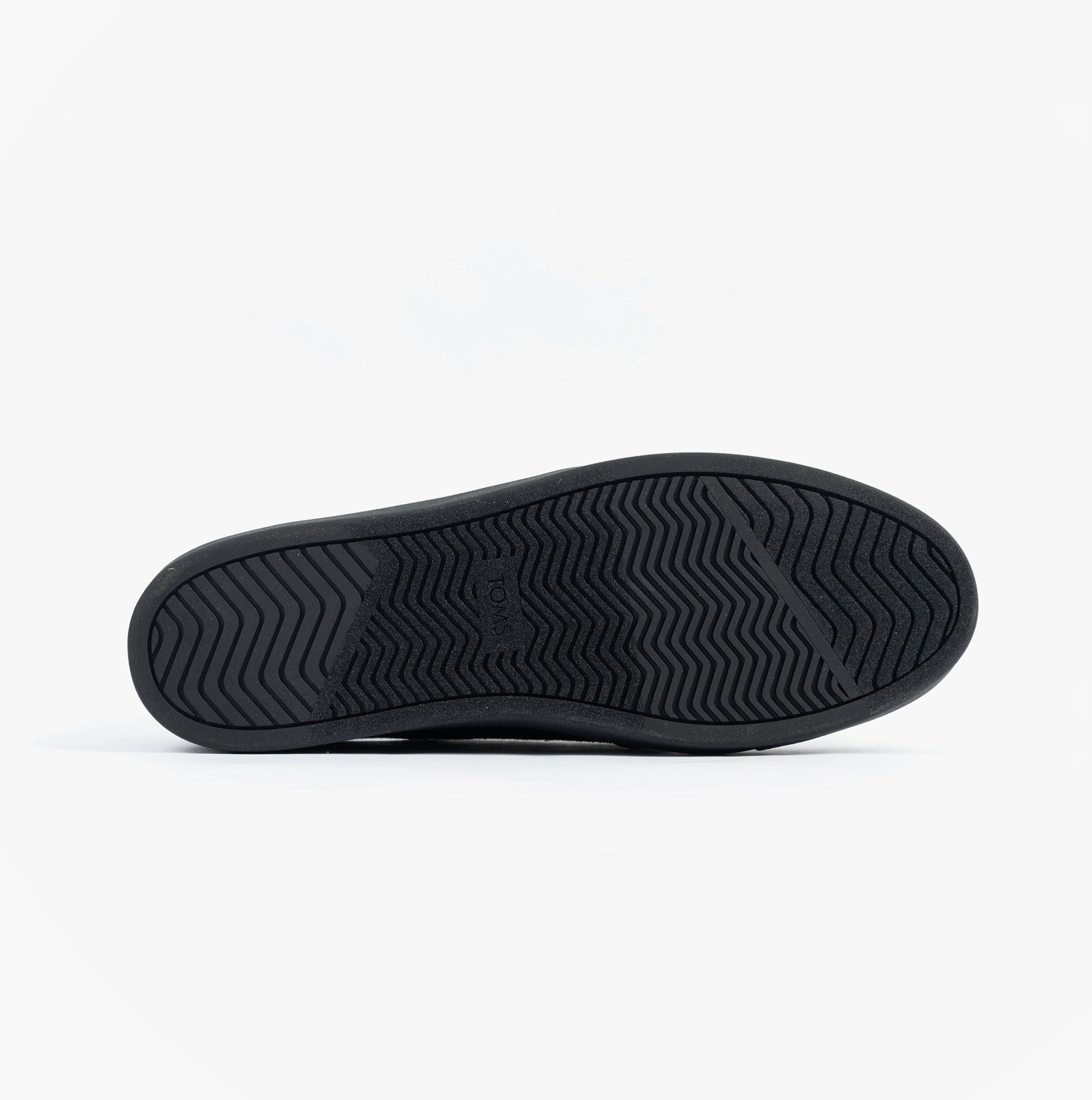 TOMS CARLO 2.0 Mens Trainers Black bottom view showing textured rubber sole.