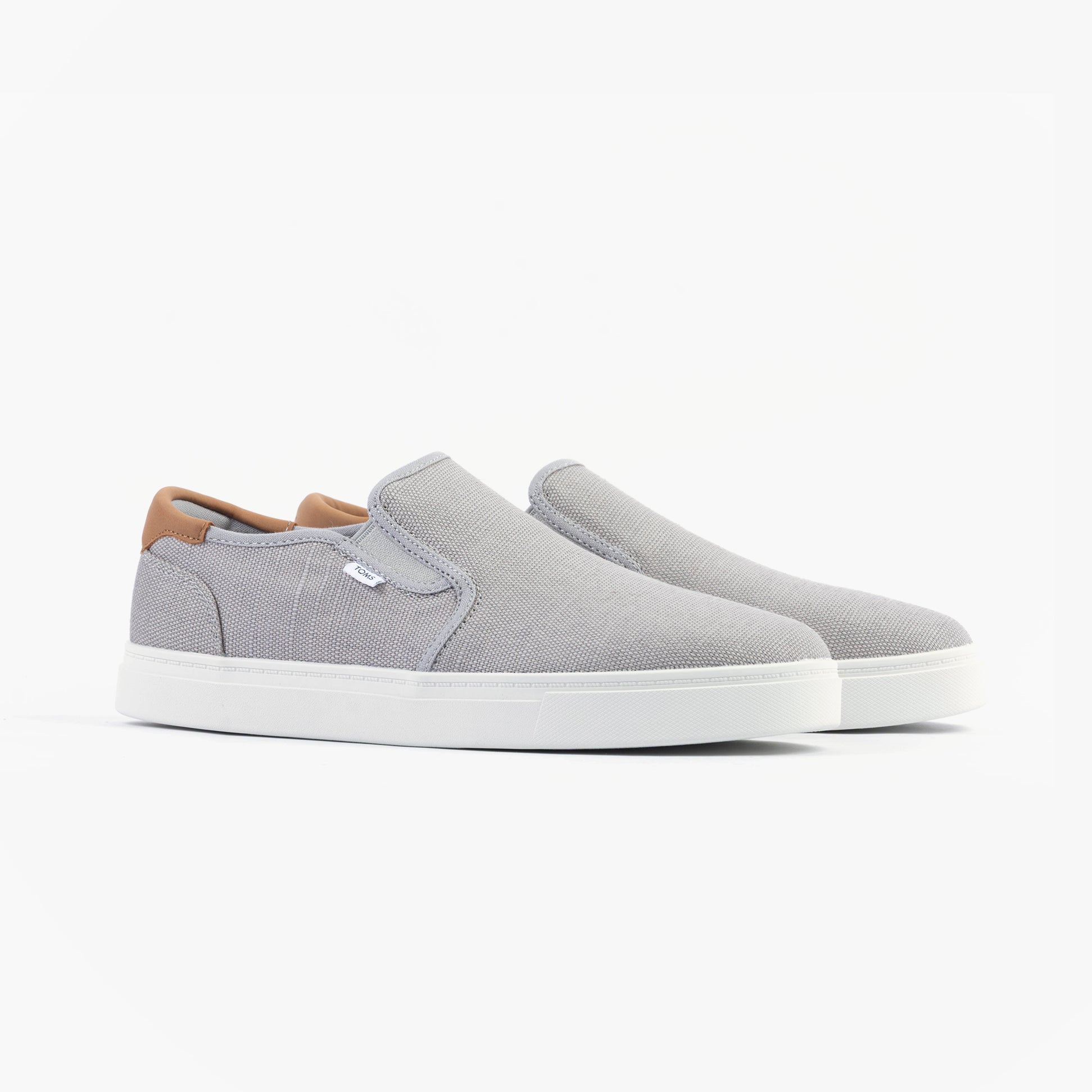 TOMS BAJA 2.0 Mens Casual Canvas Trainers Grey side view showing canvas upper and rubber sole.