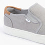 TOMS BAJA 2.0 Mens Casual Canvas Trainers Grey side view, showing canvas upper, slip-on design, and rubber sole.