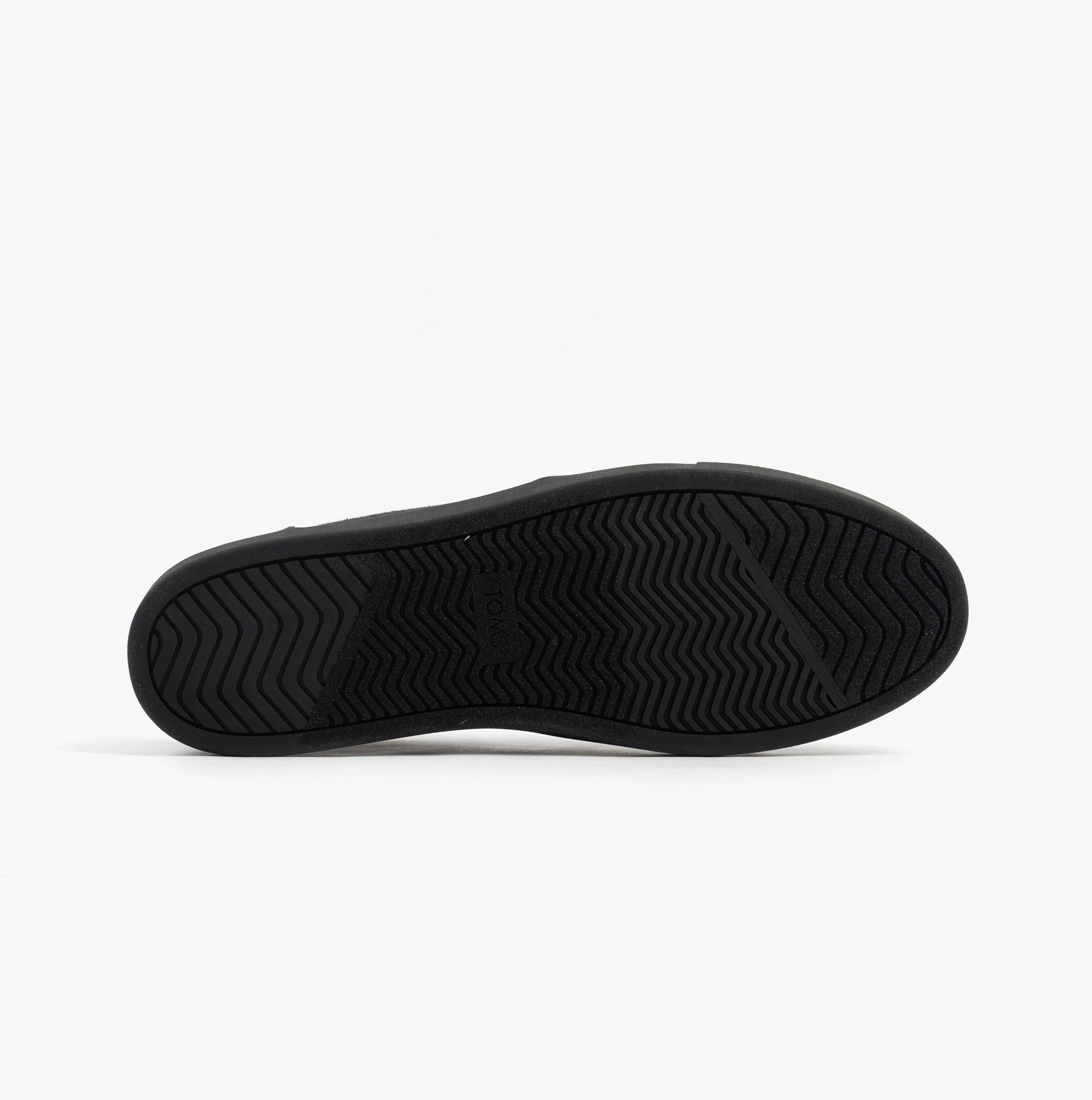 TOMS BAJA 2.0 Mens Casual Canvas Trainers Black bottom view rubber sole with detailed tread pattern