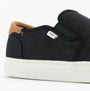 TOMS BAJA 2.0 Mens Casual Canvas Trainers Black side view with brown leather detail