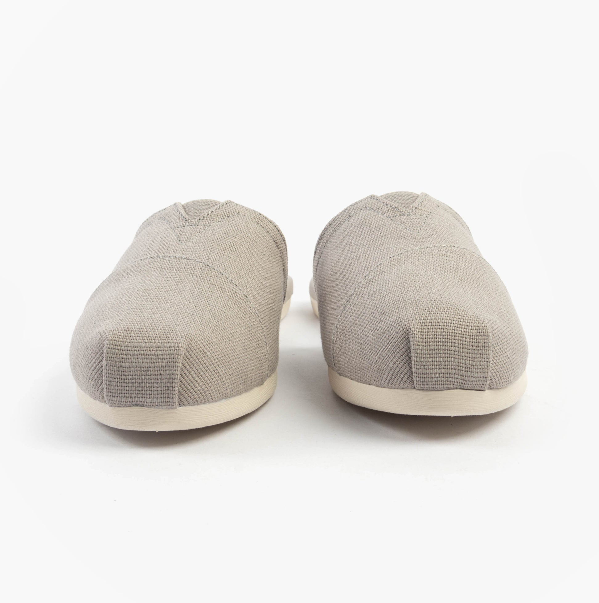 TOMS ALPARGATA MULE Womens Espadrille Grey front view showing slip-on design and round toe shape.