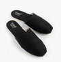 TOMS ALPARGATA MULE Womens Espadrille Black top view, showing textile upper and slip-on design.