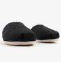 TOMS ALPARGATA MULE Womens Espadrille Black front view showcasing round toe and slip-on design.