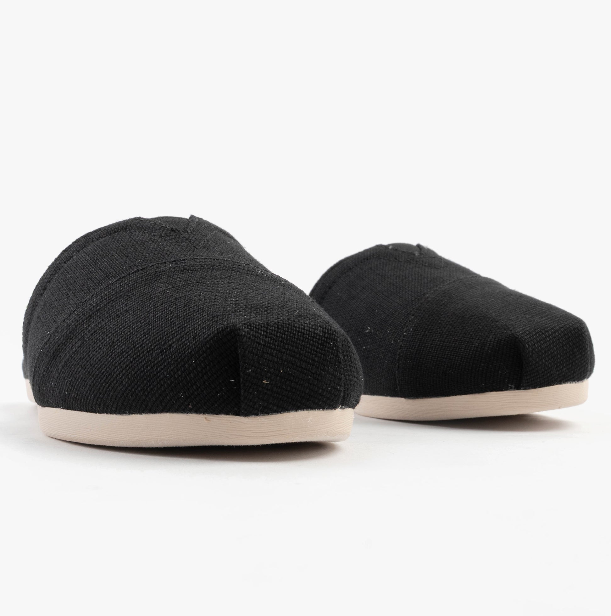 TOMS ALPARGATA MULE Womens Espadrille Black front view showcasing round toe and slip-on design.