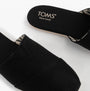 TOMS ALPARGATA MULE Womens Espadrille Black detail view showing textile upper and logo on footbed