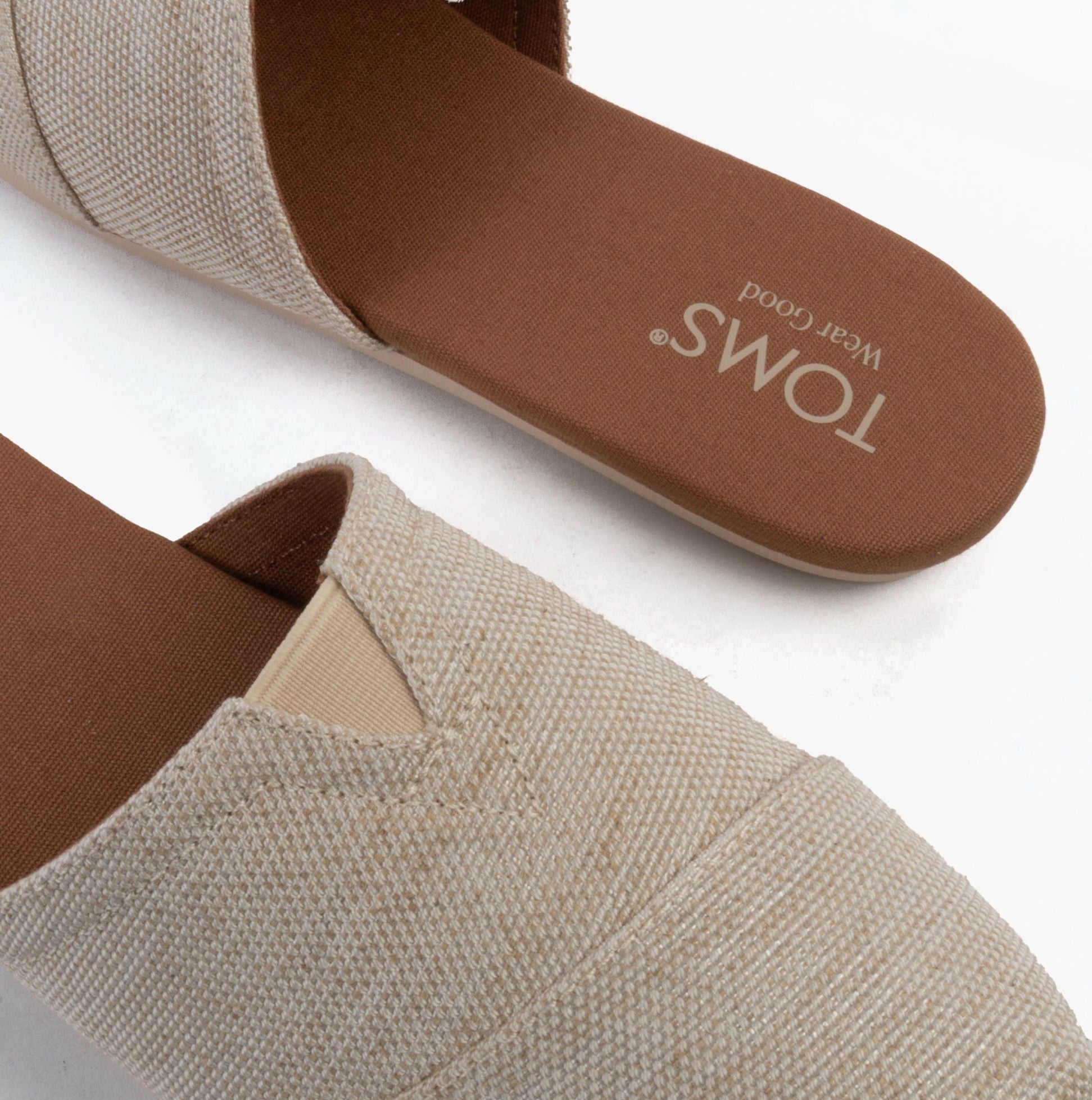 TOMS ALPARGATA MULE Womens Espadrille Natural top view of slip-on design with textile upper and rubber sole.