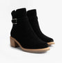 TOMS HAILEY BUCKLE Womens Ankle Boots Black side view showing the stylish buckle and textured upper.