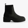 TOMS MILLIE Womens Ankle Boots Black side view featuring leather upper, rubber sole, and round toe shape.