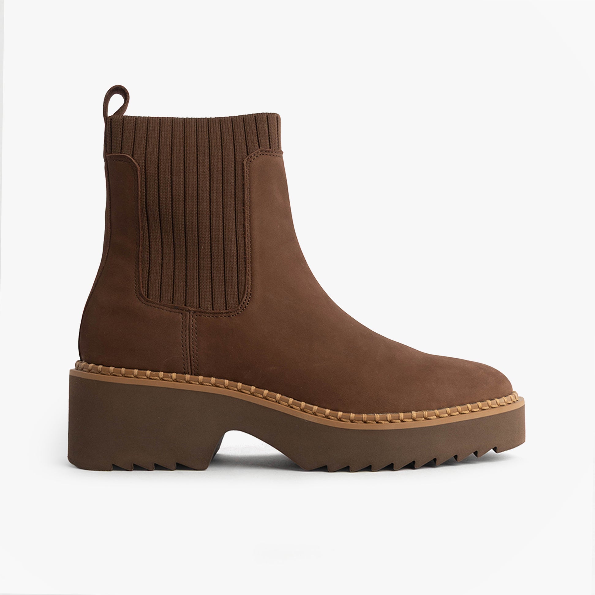 TOMS MILLIE Womens Ankle Boots Dark Brown side view showcasing leather upper and rubber sole