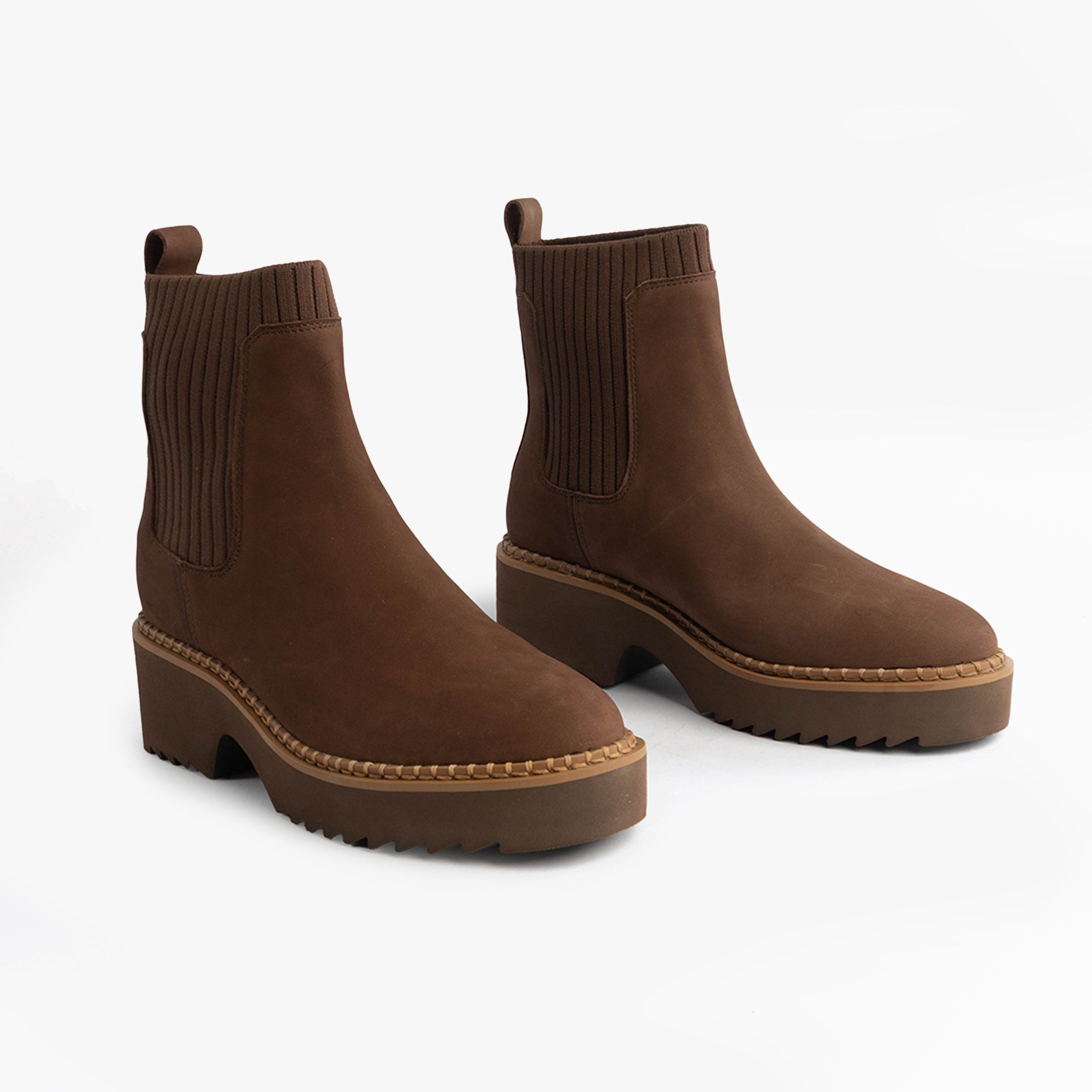 TOMS MILLIE Womens Ankle Boots Dark Brown side view showing ankle height and rubber sole details.