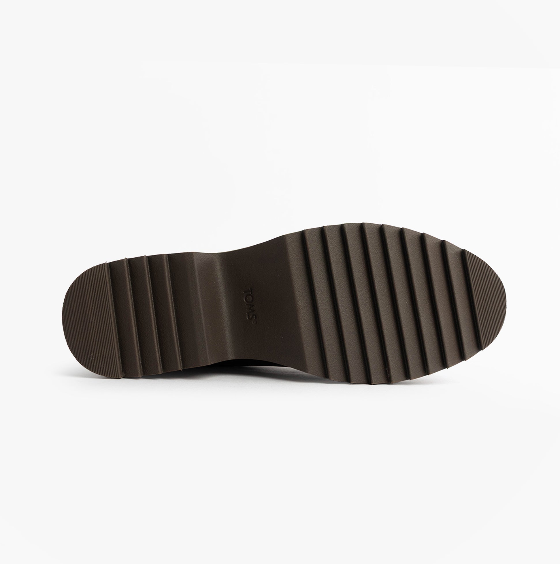 TOMS MILLIE Womens Ankle Boots Dark Brown bottom view showing the rubber sole with textured grooves.