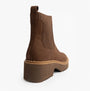 TOMS MILLIE Womens Ankle Boots Dark Brown rear view showcasing Chelsea style with rubber sole and leather upper.