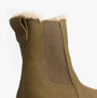 TOMS BENNET Womens Ankle Boots Olive side view detailing the soft lining and elastic panel.
