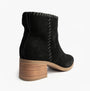 TOMS DELILAH Womens Ankle Boots Black back view, showing synthetic upper, round toe, and stacked heel.