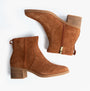 TOMS DELILAH Womens Ankle Boots Brown side view showcasing zip closure and textured upper.