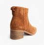TOMS DELILAH Womens Ankle Boots Brown side view showcasing the suede texture and block heel design.