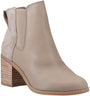 TOMS EVELYN Womens Boots Natural side view showing leather upper and block heel design.