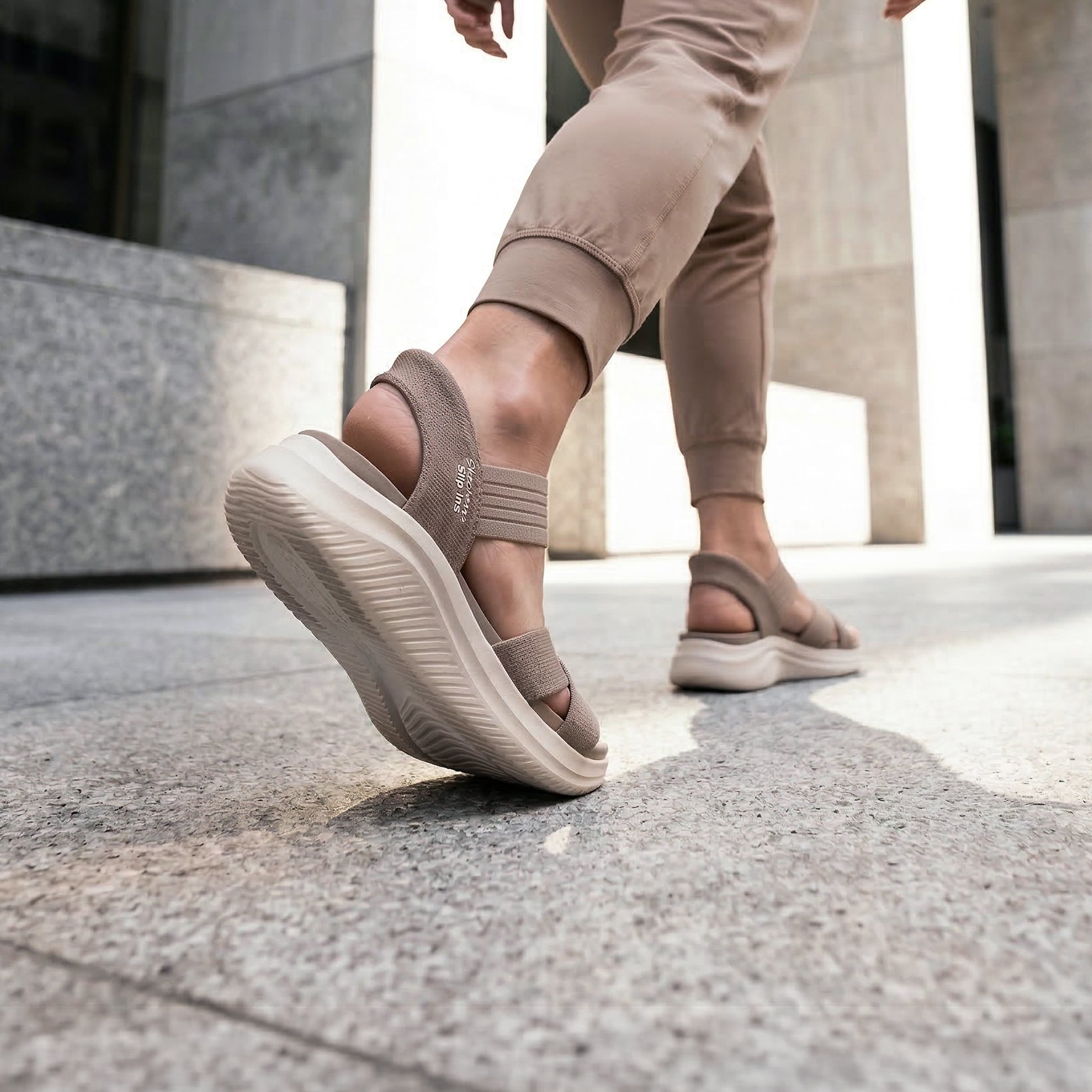Skechers ULTRA FLEX 3.0 SANDAL - NEVER Womens Ankle Strap Sandals Taupe