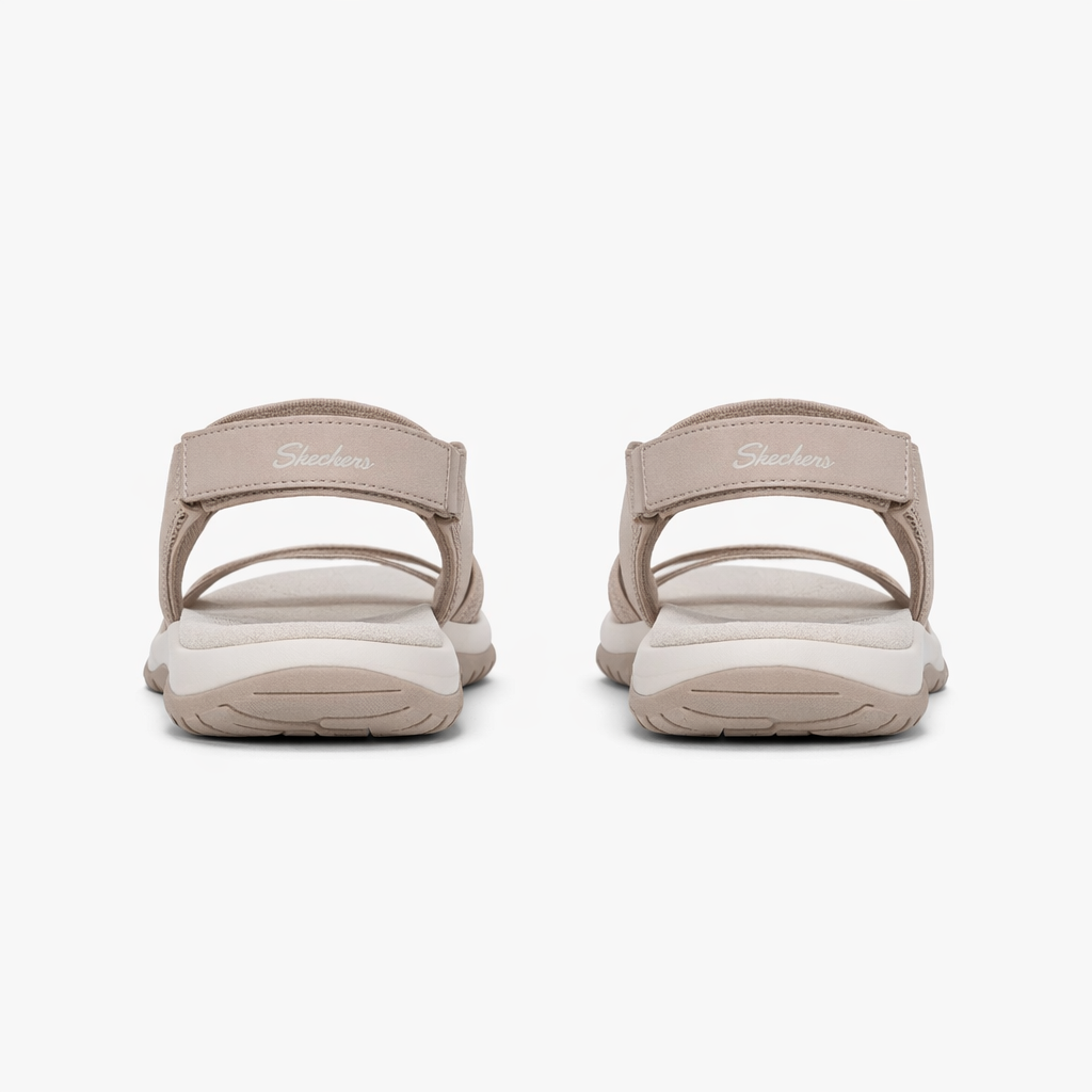 Skechers REGGAE SLIM - SUMMER GETAWAY Womens Cross Strap Sandals Taupe