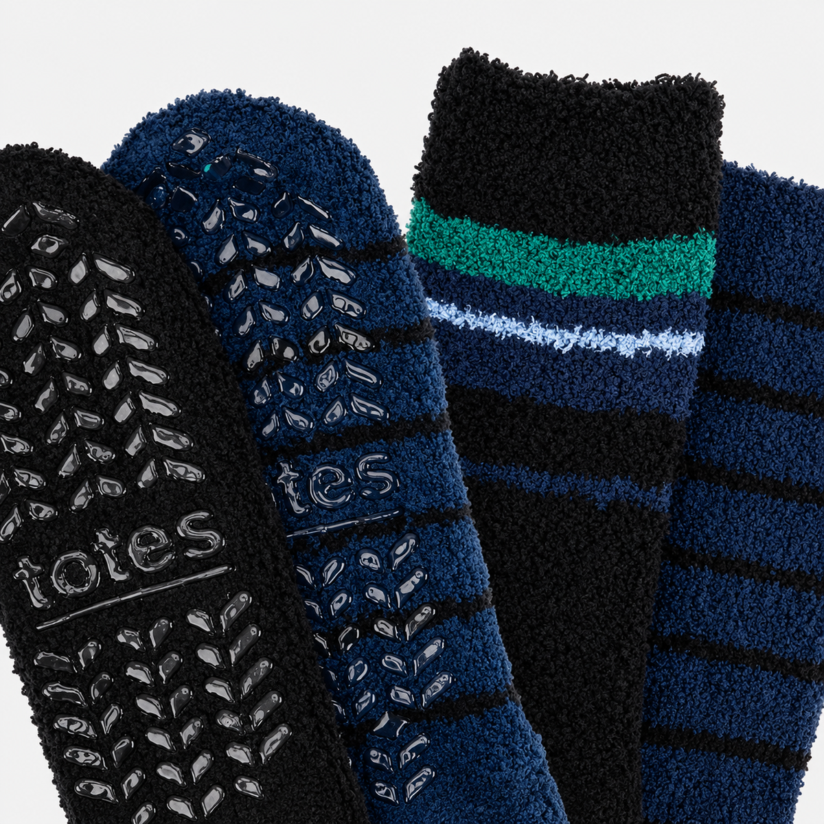 Totes Toasties SUPERSOFT TWIN PACK SLIPPER SOCKS Mens Slipper Socks Blue / Teal Mix