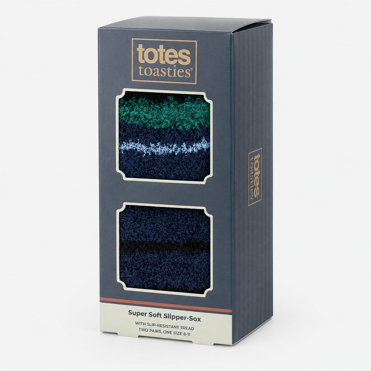 Totes Toasties SUPERSOFT TWIN PACK SLIPPER SOCKS Mens Slipper Socks Blue / Teal Mix