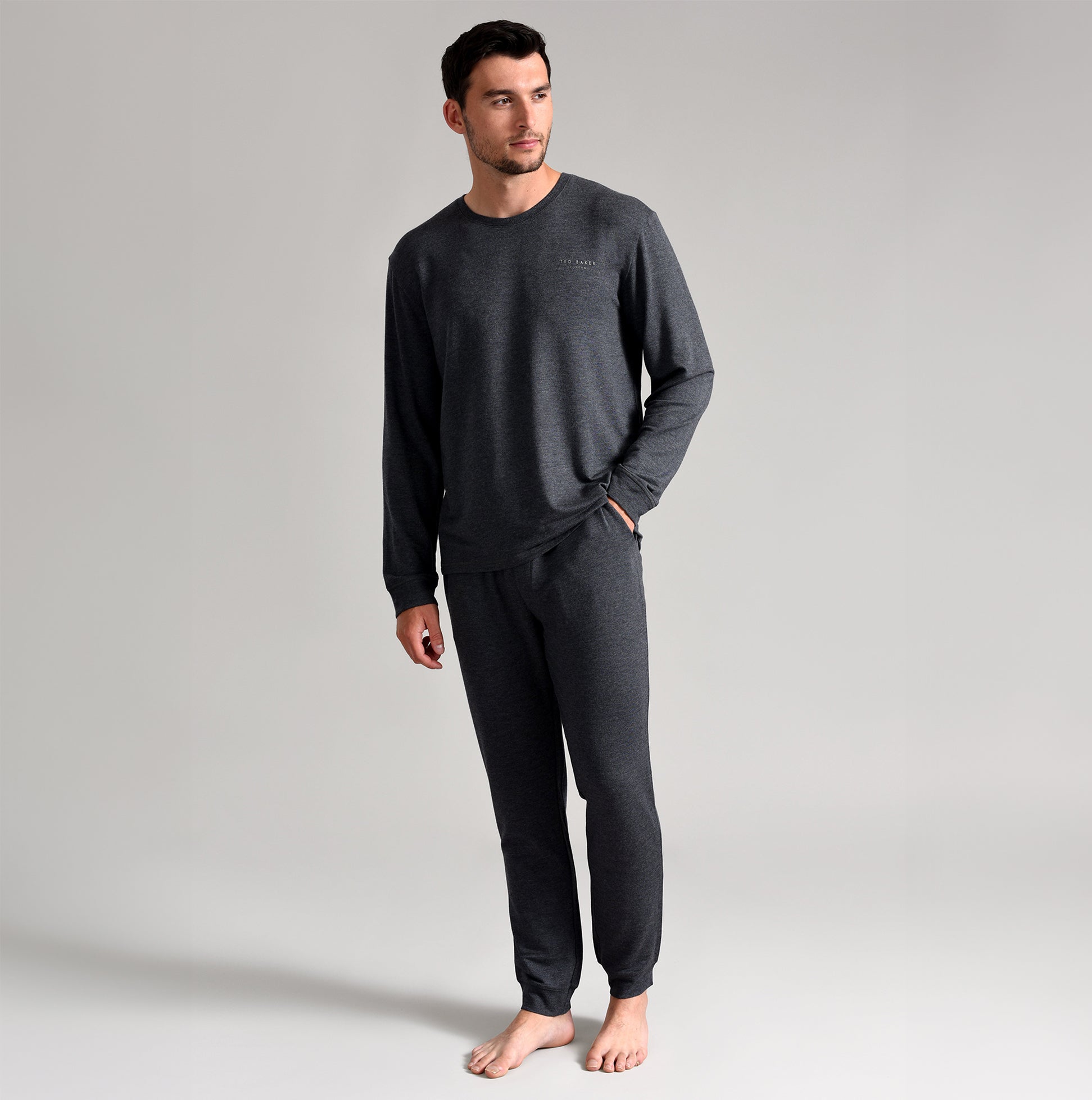 Ted Baker SUPER SOFT Long Sleeve Top Mens Dark Grey
