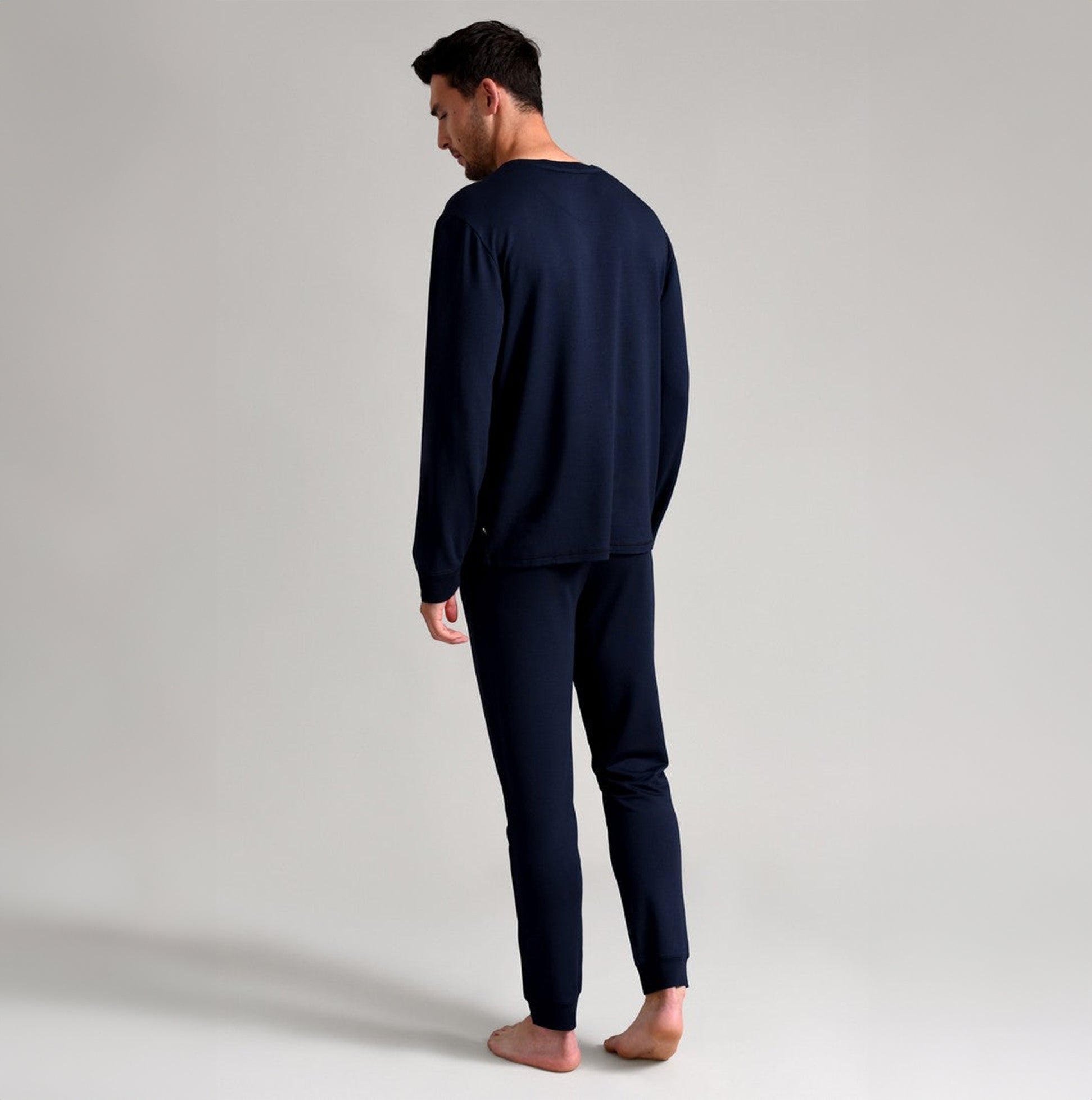 Ted Baker SUPER SOFT Long Sleeve Top Mens Navy back view showing comfort fit and soft material detail.