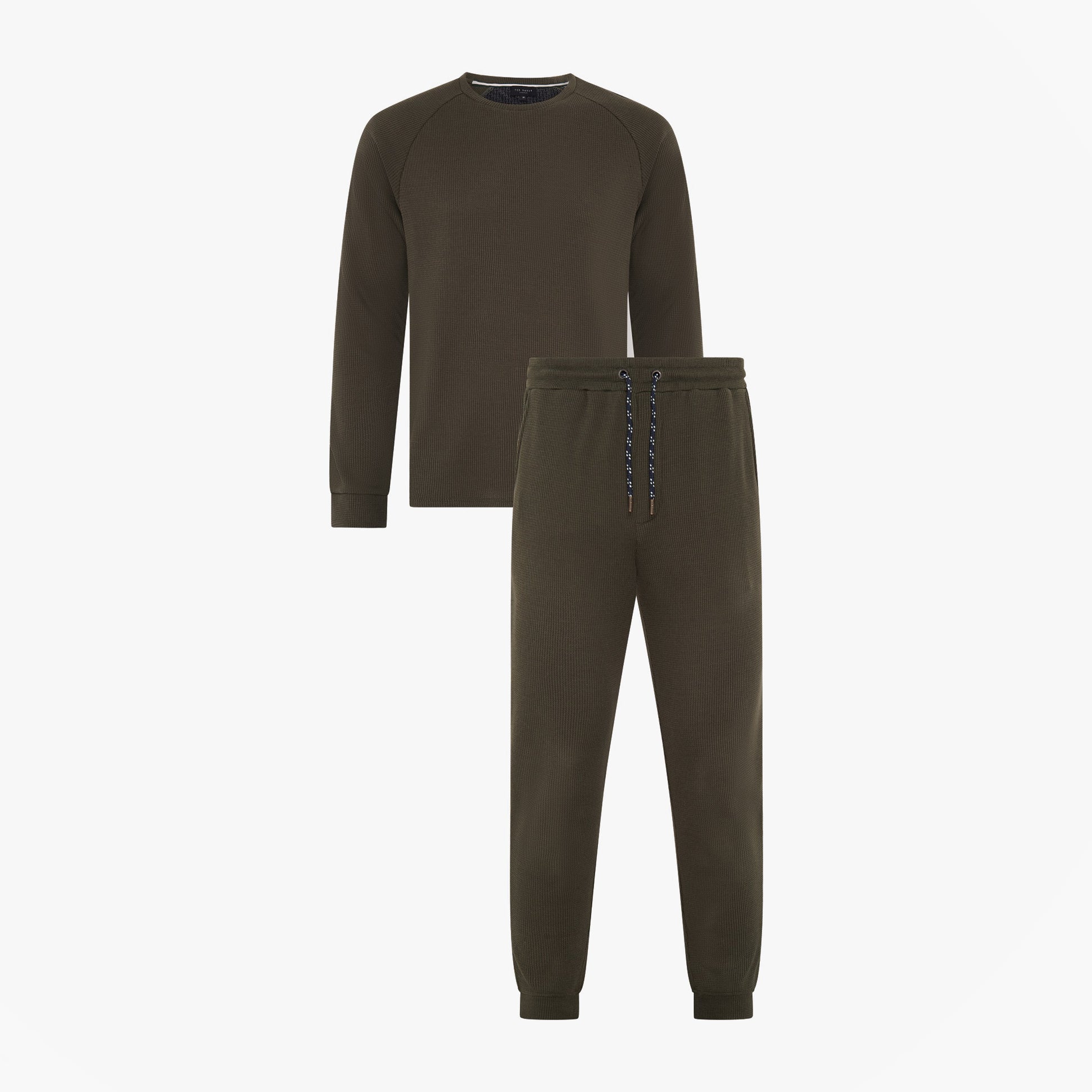 WAFFLE Pyjama SET Mens Loungewear Khaki
