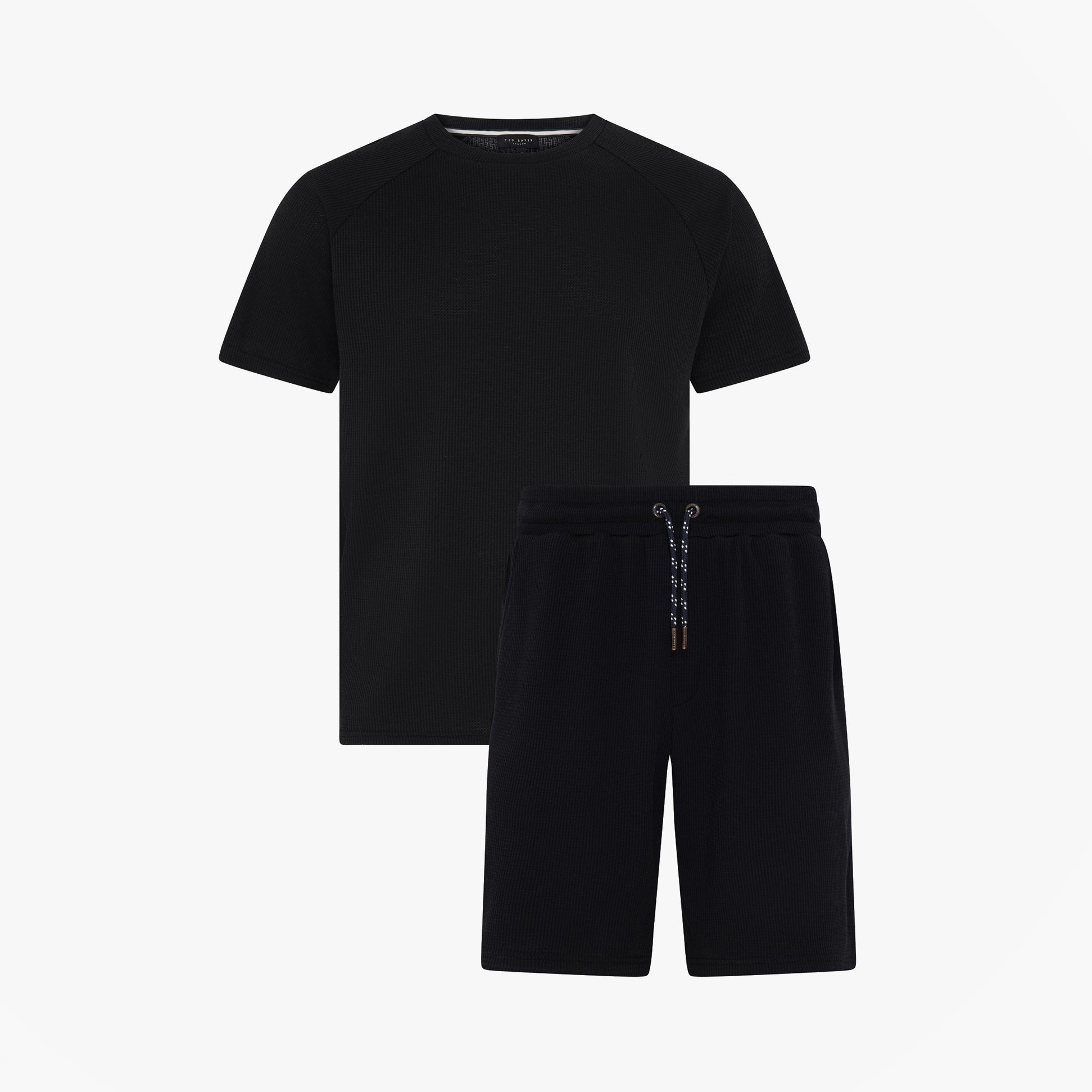 WAFFLE Loungewear Mens Set Black