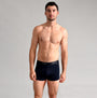 Ted Baker 3-Pack Cotton Trunks Mens Multicoloured front view on model wearing navy trunks with elasticated waistband.