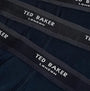 Detail view of Ted Baker 3-Pack Cotton Trunks Mens Navy showing waistband logo and navy material.