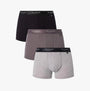 Ted Baker 3-Pack Cotton Trunks Mens Grey/Heather/Black front view featuring three colors: black, grey, and heather.