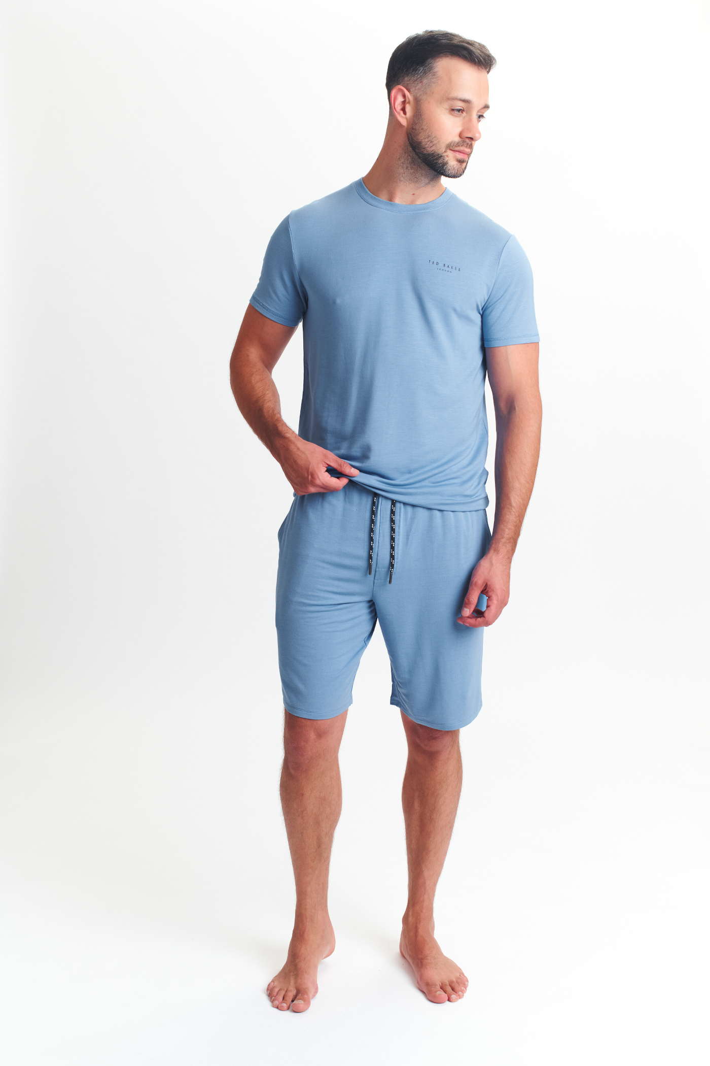 Modal T Shirt And Short Set Mens Loungewear Riviera Blue