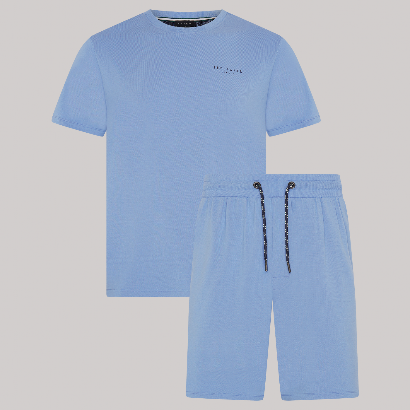 Modal T Shirt And Short Set Mens Loungewear Riviera Blue