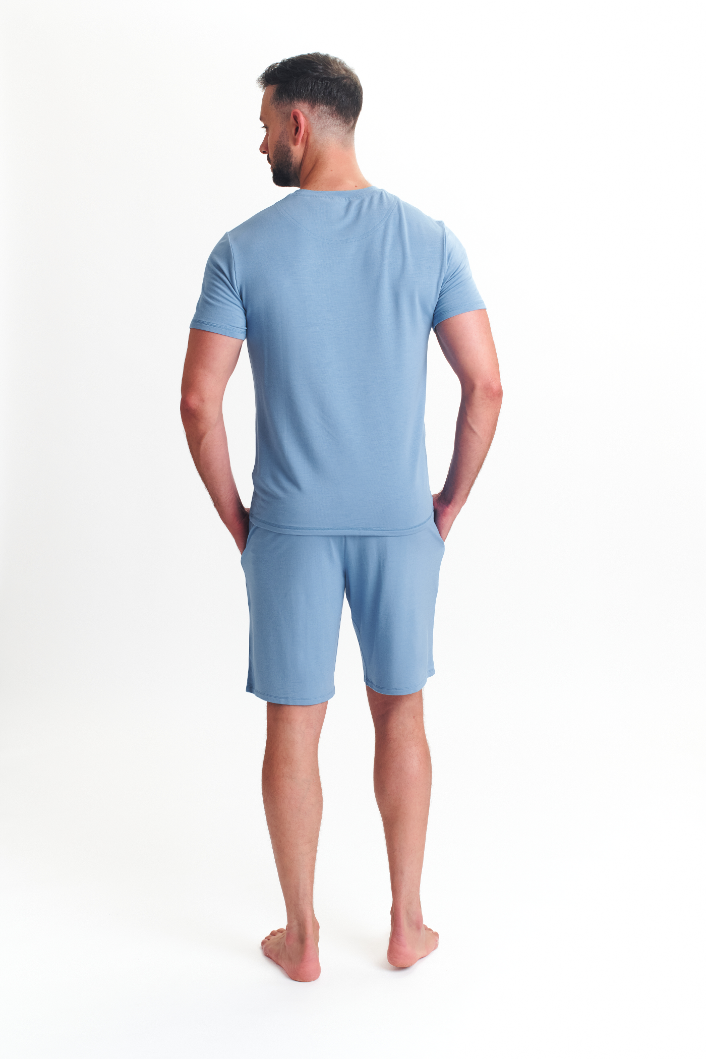 Modal T Shirt And Short Set Mens Loungewear Riviera Blue