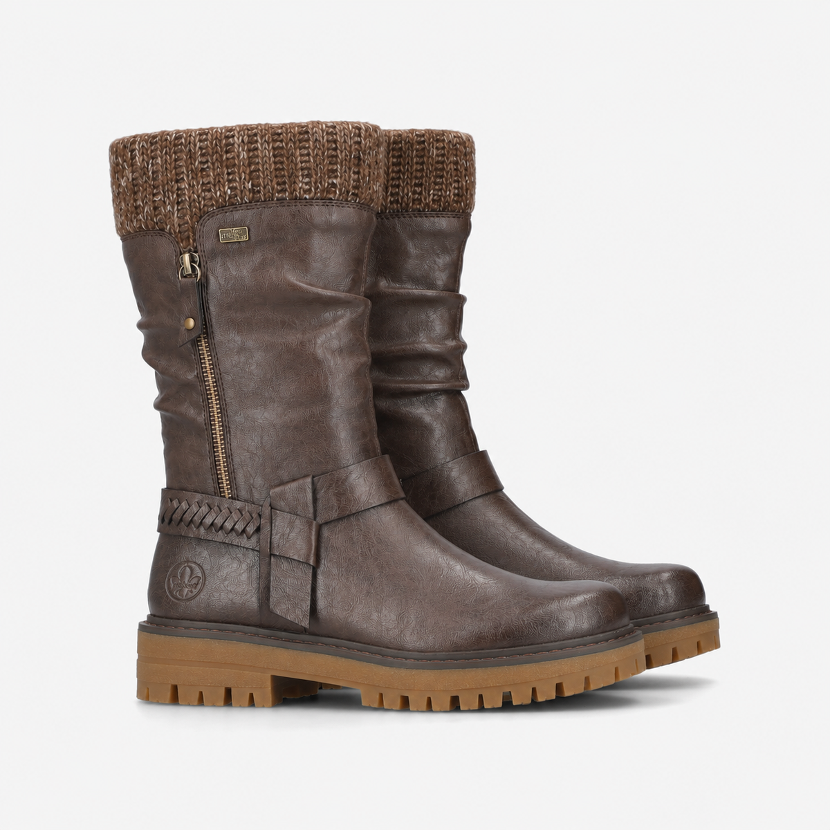 Rieker 92984 Womens Mid-Calf Boots Chestnut/Terracotta