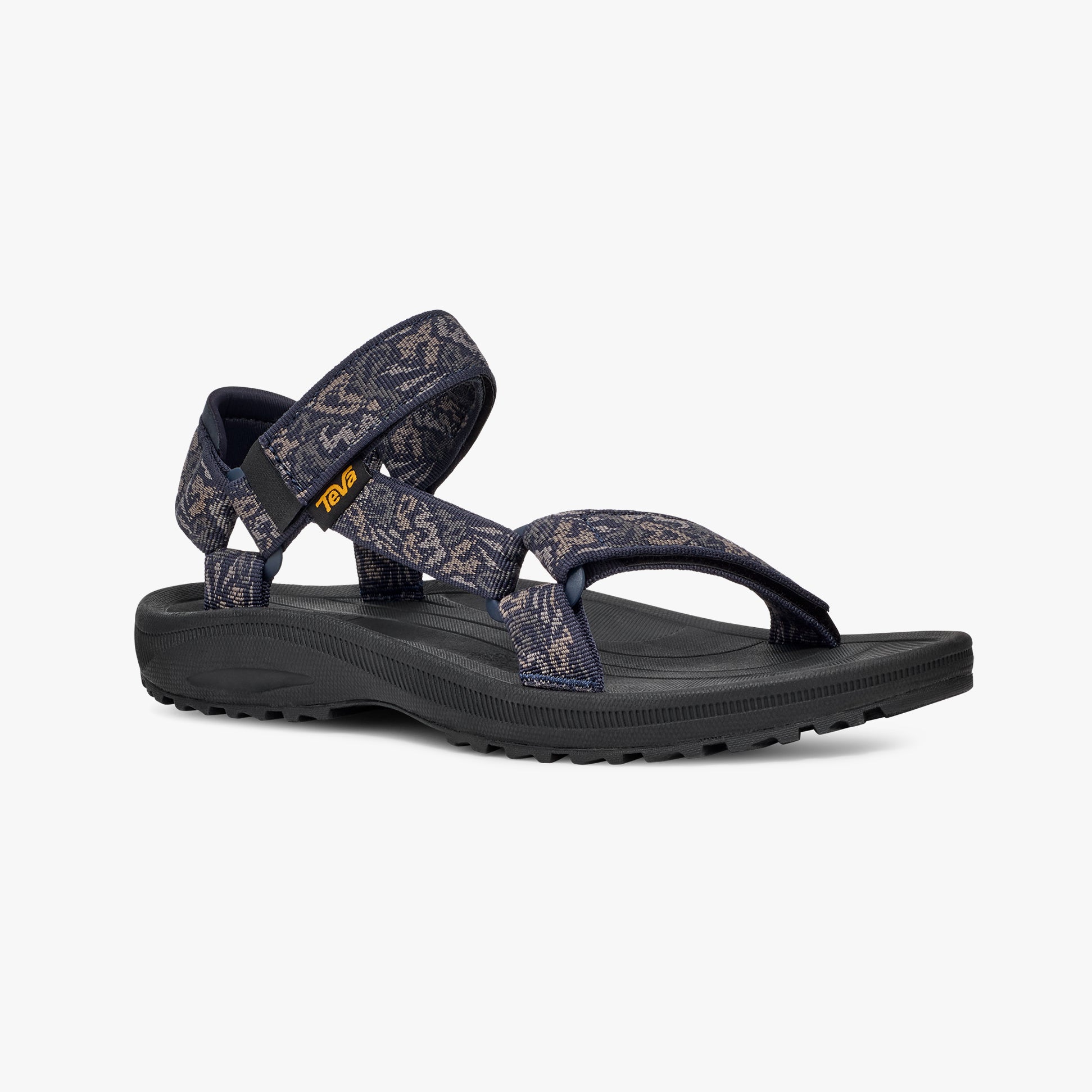 Teva WINSTED Mens Sandals Dissolving Shapes Total Eclipse side view with textile upper and rubber sole.