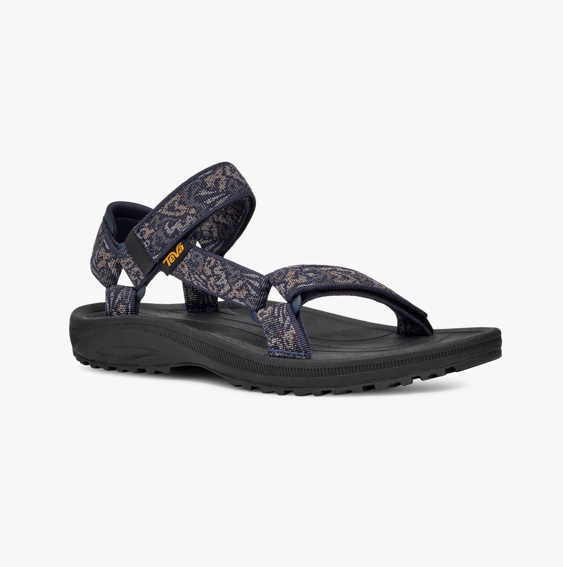Teva WINSTED Mens Sandals Dissolving Shapes Total Eclipse side view with textile upper and rubber sole.