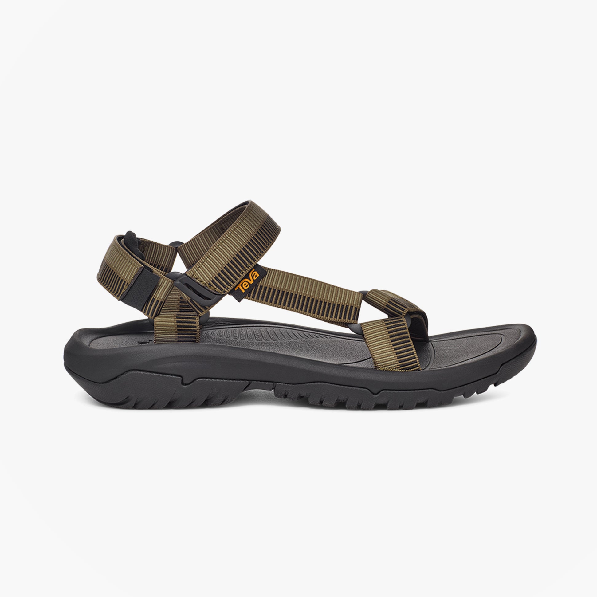 Teva HURRICANE XLT2 Mens Sandals Archive Ladder Olive side view showing adjustable straps and rubber sole.