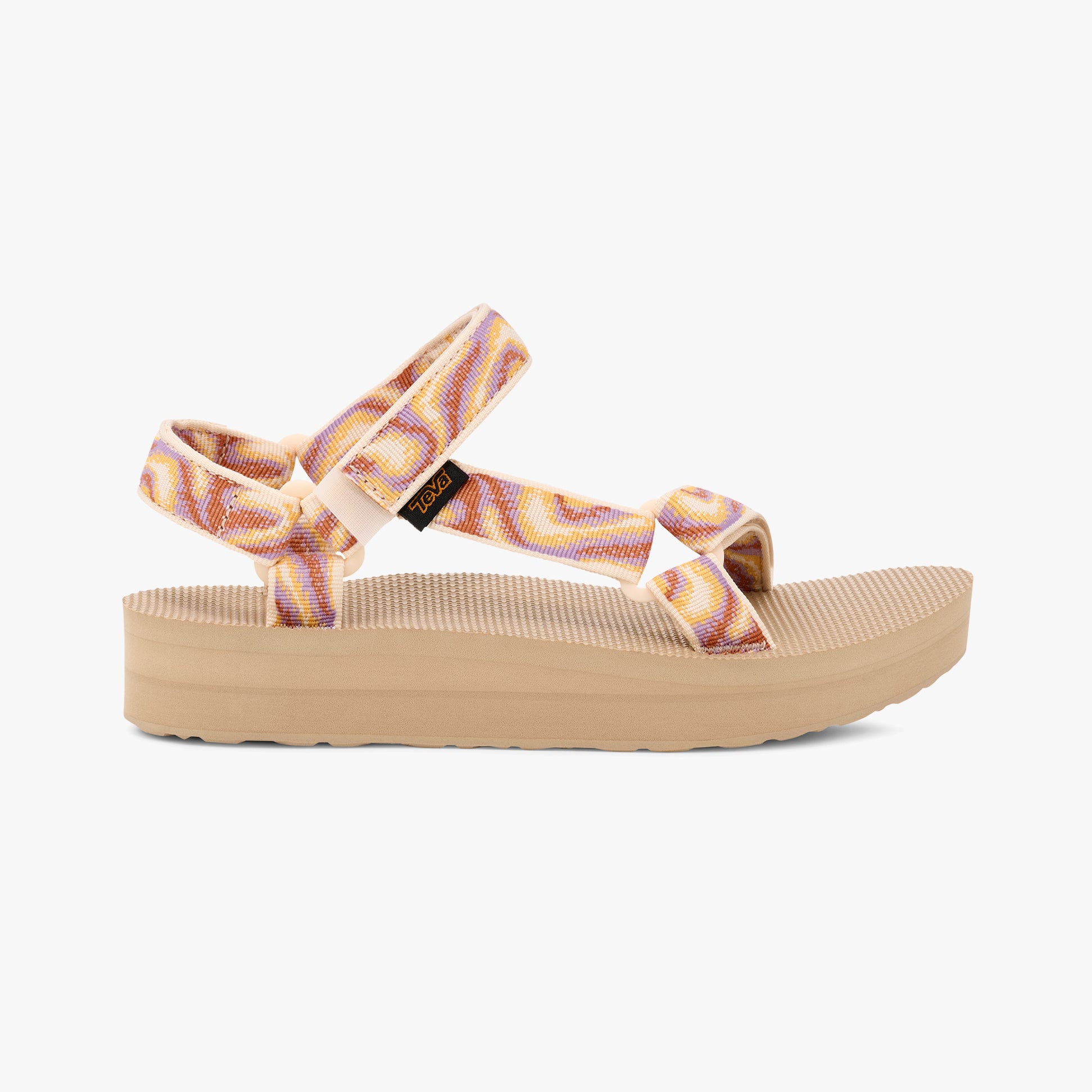Teva MIDFORM UNIVERSAL Womens Sandals Neon Fade Coconut side view showcasing textile upper and platform sole.